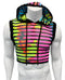 Hooded Crop Top Rainbow Tie Dyed Mesh - Black