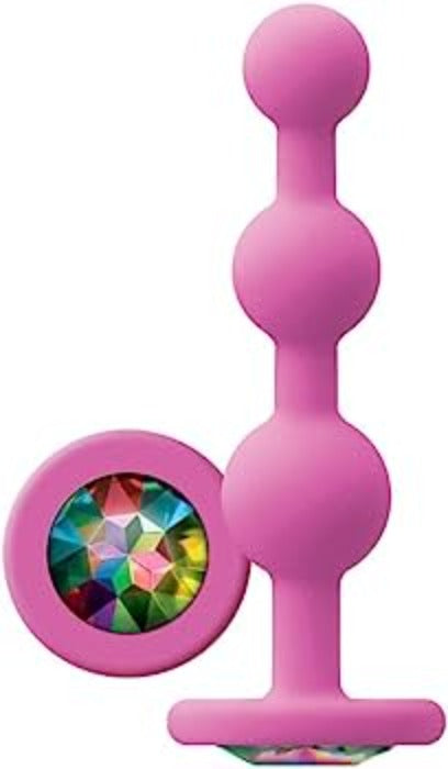 Glams "Ripple Rainbow" Gem Butt Plug -Pink