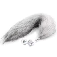 Faux Fox Tail w Detachable Plug - Medium - Grey