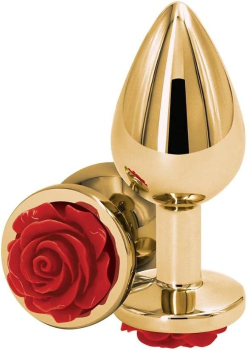 Rear Assets 'Rose' Medium Butt Plug -Red/Gold