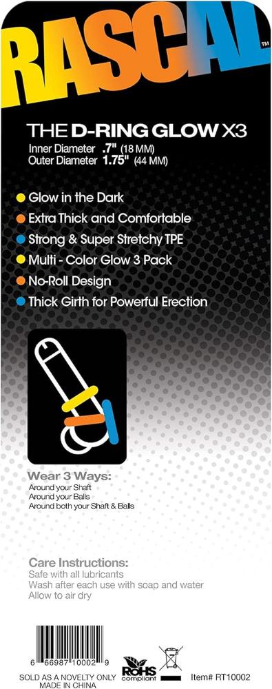 Rascal D Ring 3 PK Glow Yellow/Orange/Blue
