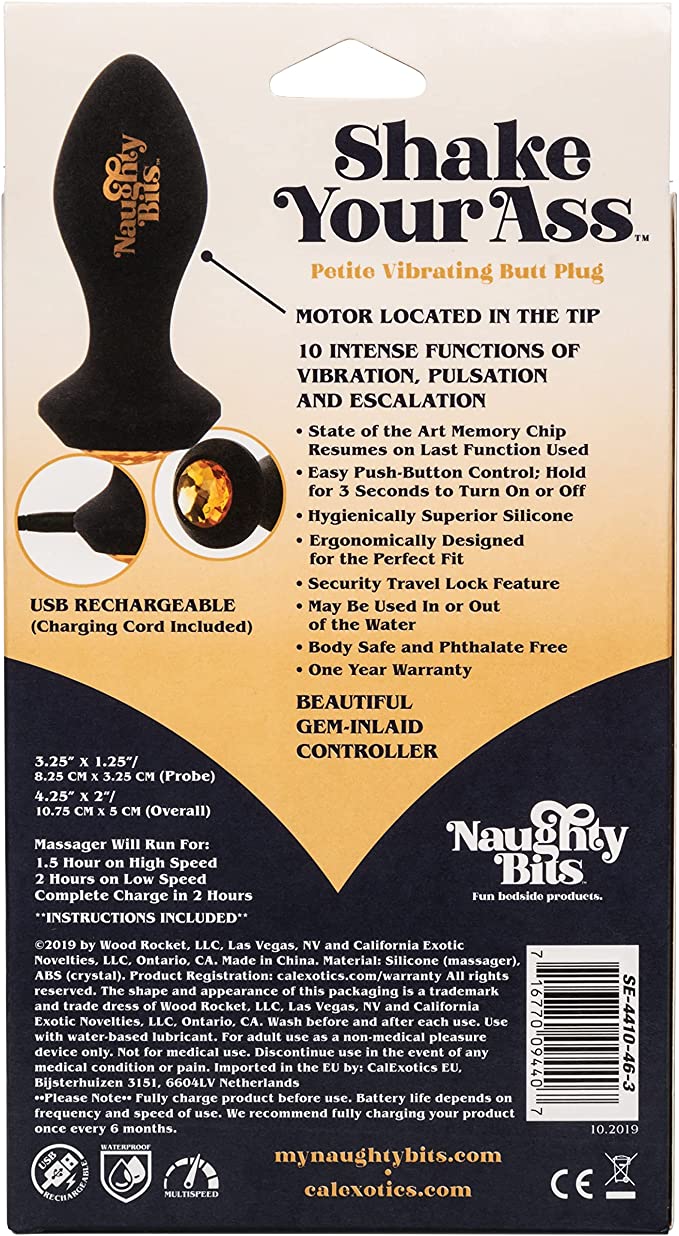 CalEx Naughty Bits "Shake Your Ass" Petite Gem Vibrating Butt Plug