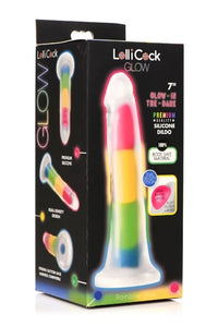 Lollicock 7 in Glow In The Dark "Rainbow" Dildo