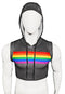 Rainbow Chest Stripe Hooded Sports Mesh Crop Tank - Black