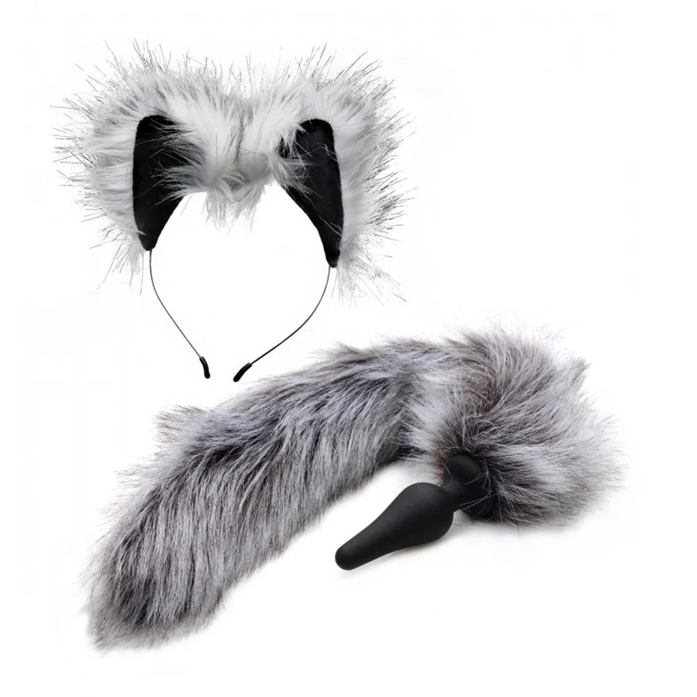 Tailz 'Grey Wolf' Tail Anal Plug & Ears Set