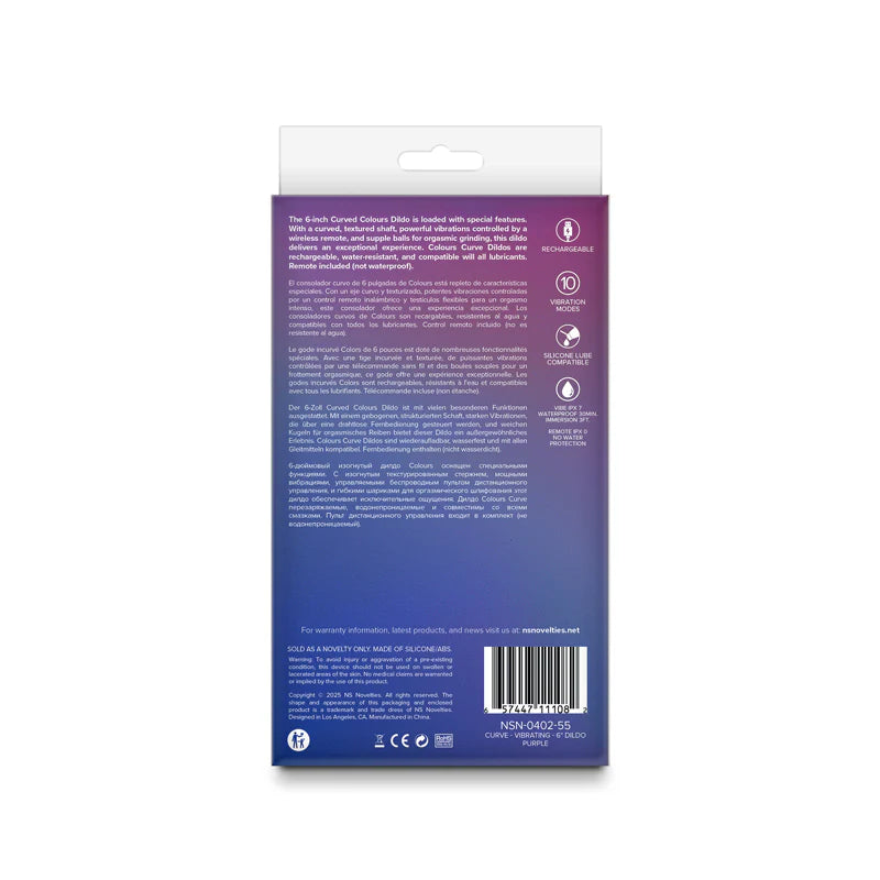 Colours 'Curve' Vibrating 6" Dildo -Purple
