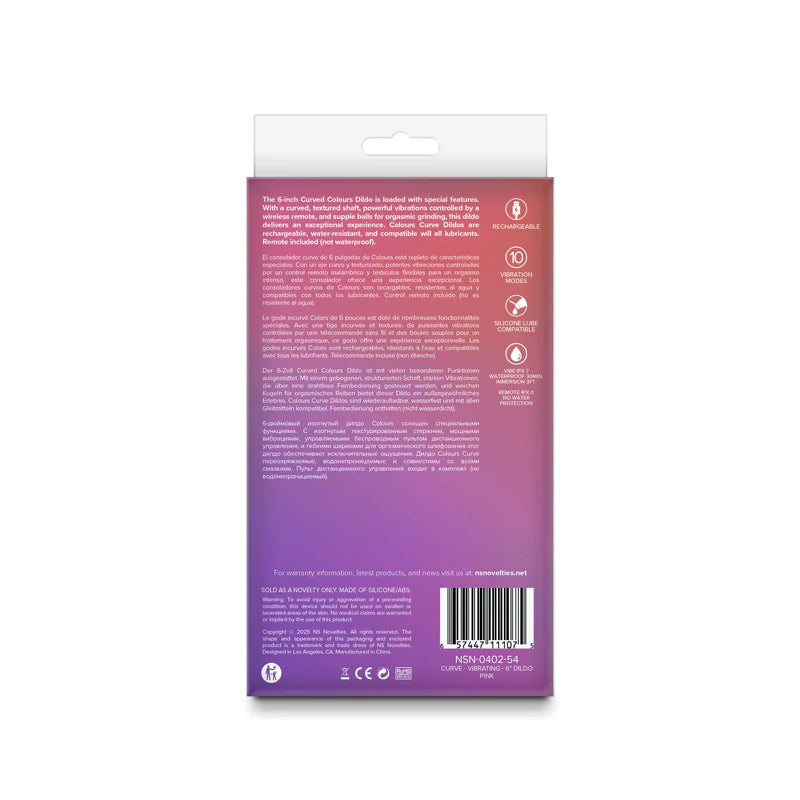 Colours 'Curve' Vibrating 6" Dildo -Pink