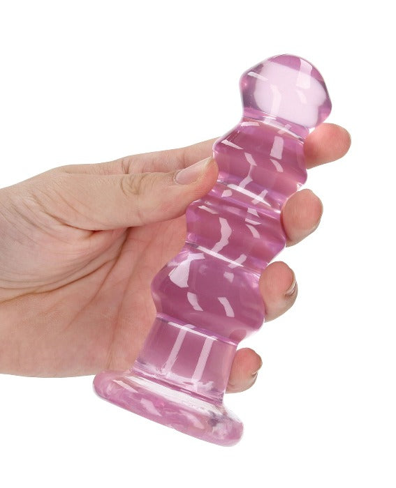 Real Rock 5.5in Curvy Clear Dildo -Pink