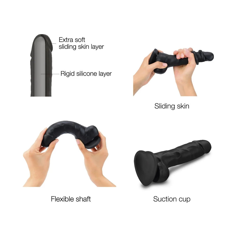 Strap-On-Me "Sliding Skin" Dildo Black - XXL