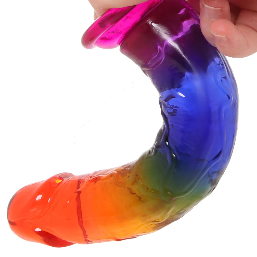Crystal Jellies 7.5 Inch Classic Dildo -Rainbow