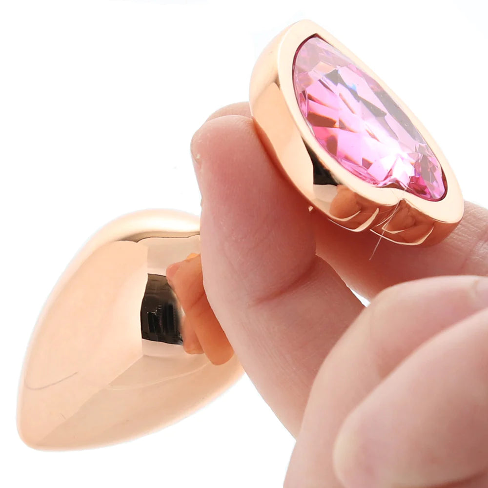 Rear Assets 'Heart' Gem 3pc Anal Plug Kit -Rose