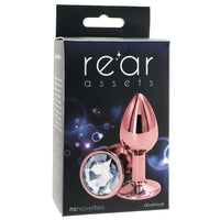 Rear Assets Small Circle Gem Butt Plug - Rose Gold/Clear