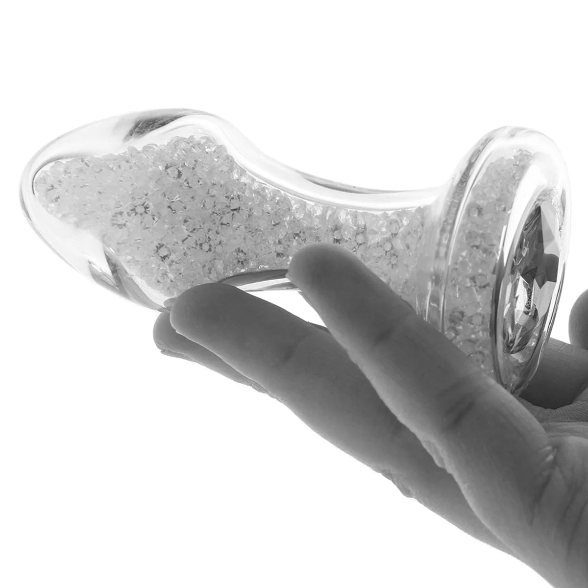 Stardust Glam Glass Butt Plug - White