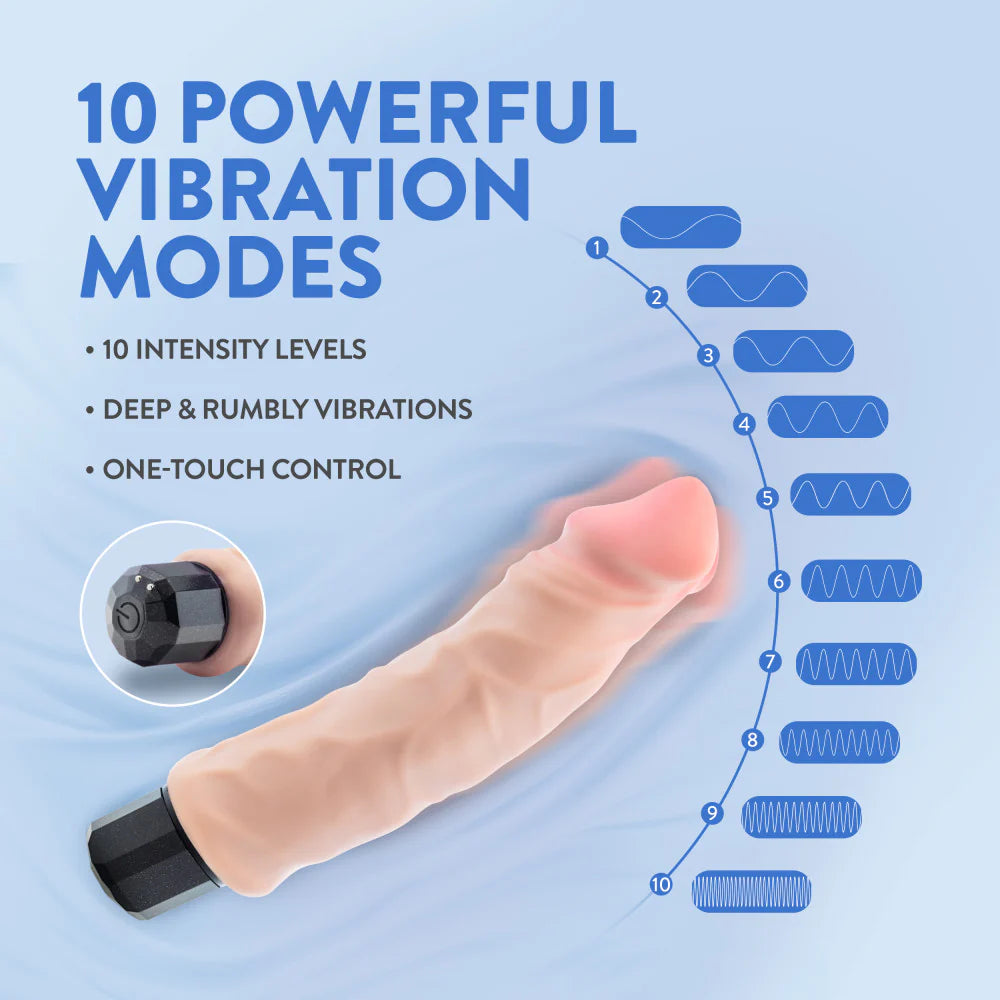 Au Naturel 'Big Easy' 9 Inch Vibrating G-Spot Dildo -Beige