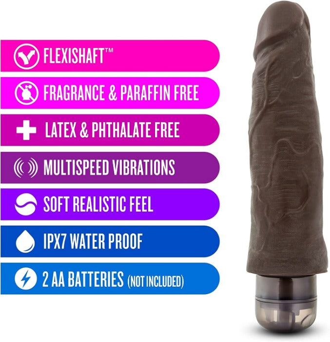 Dr. Skin "Dr. David" 8 Inch Vibrating Dildo -Brown