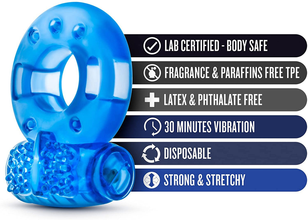 Stay Hard "2 Vibrating" C/Rings Blue