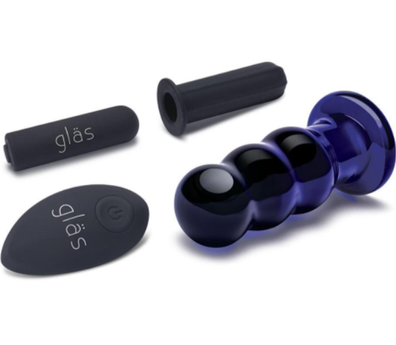 Glas 3.5" Beaded Vibrating Butt Plug