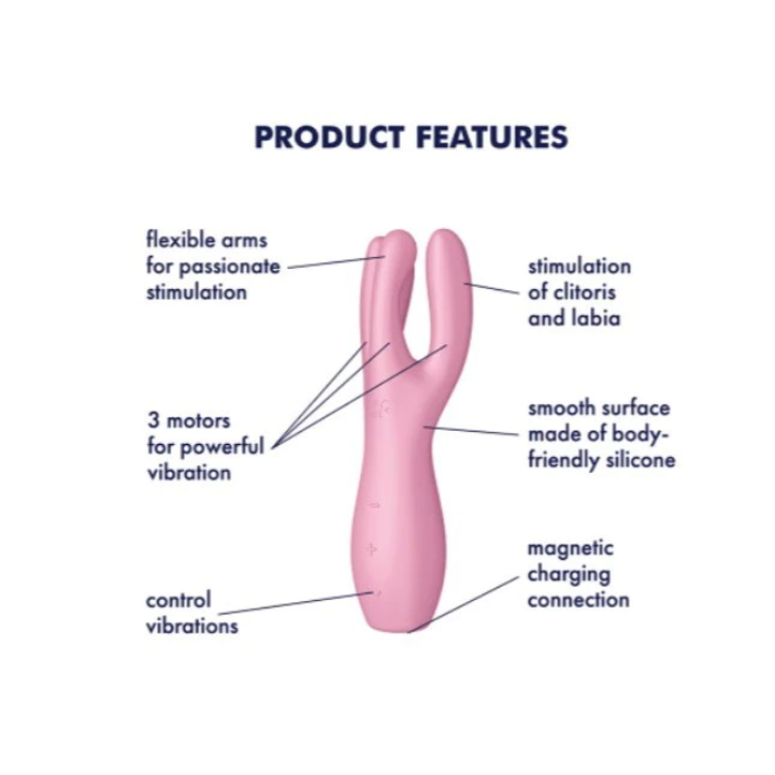 Satisfyer "Threesome" 3 Lay-On Vibrator -Pink