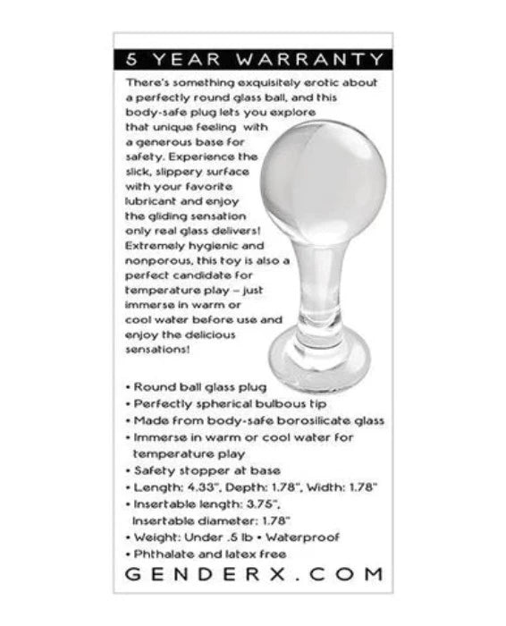 Gender X The Baller Glass Plug -Clear