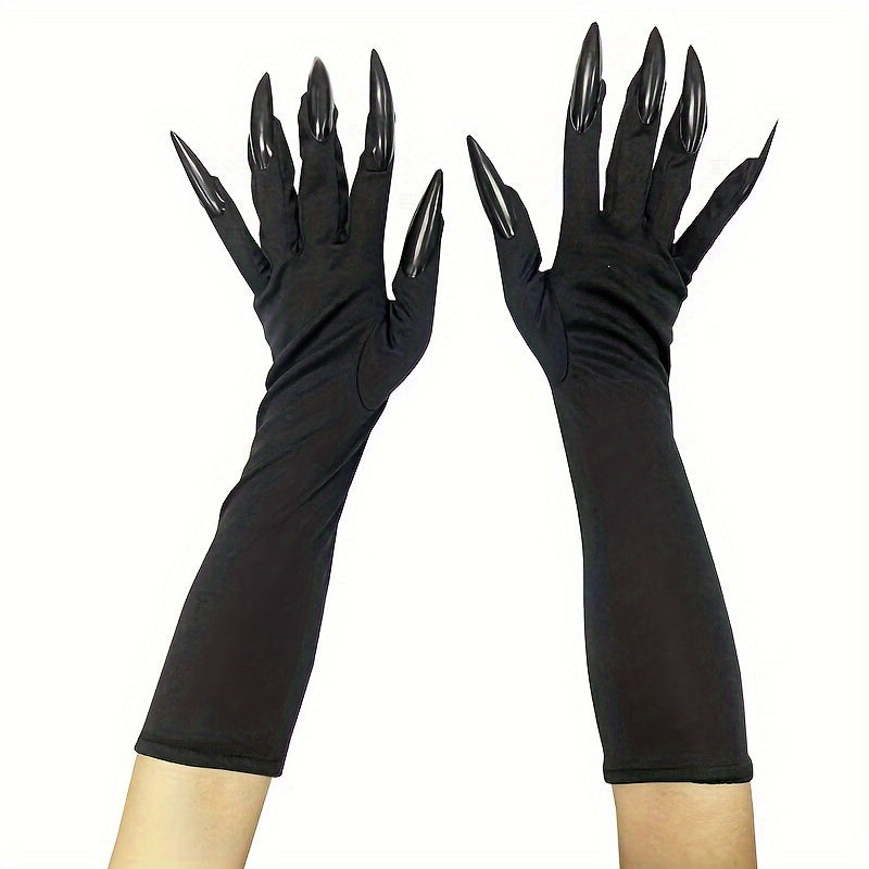 Black gloves with long red claws - view 8