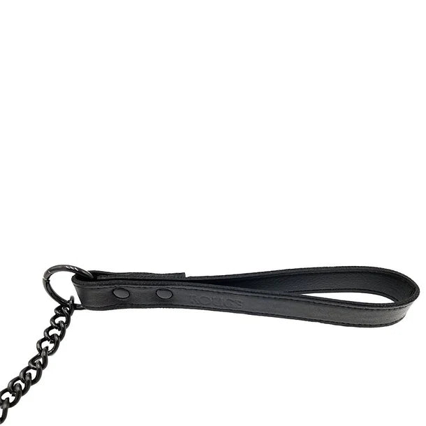 Rouge Genuine Leather Lead with Chain - Black
