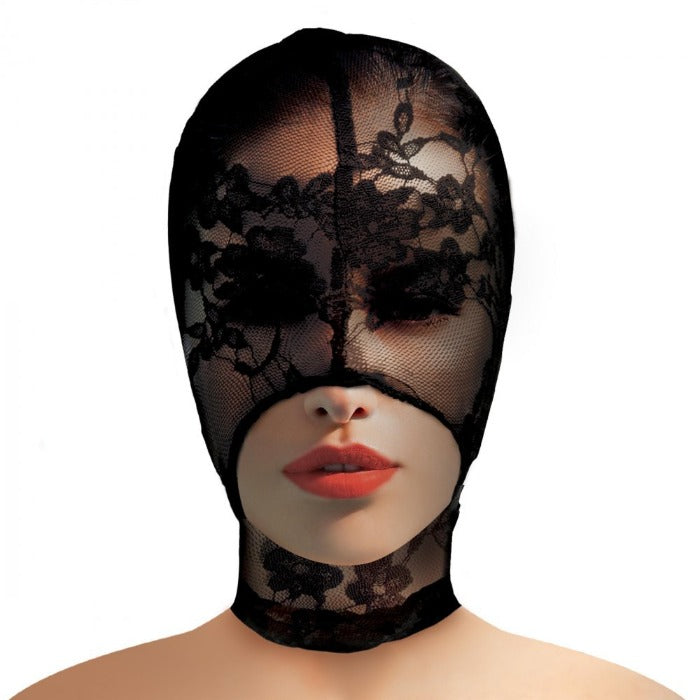 MS "Lace" Seduction Bondage Hood -Black