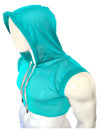 Hooded Crop Tank - Sky Blue Sports Mesh