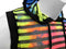 Hooded Crop Top Rainbow Tie Dyed Mesh - Black