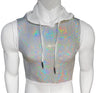 Flat Sequins Hooded Crop Top - WHITE HOLOGRAPHIC