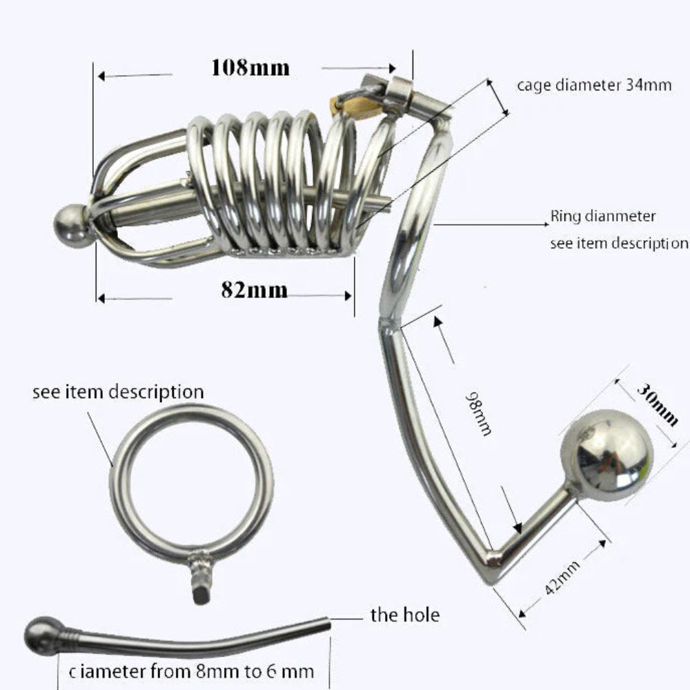 MS Condemned Penetration Cage w/ Anal + Urethral Insertion