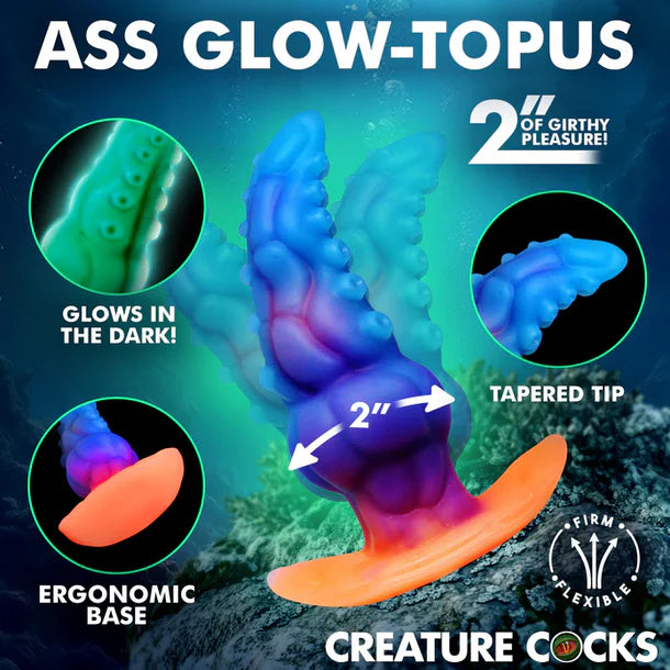 Creature Cocks 'Glowtopus' Glow-in-the-Dark Silicone Anal Plug