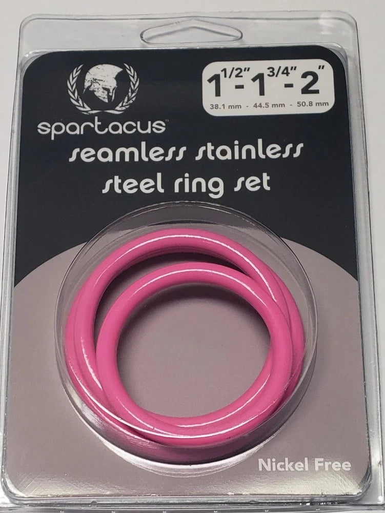 Spartacus "3 Piece" Steel Cock Ring Set -Pink