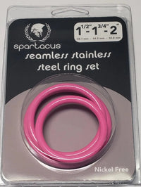 Spartacus "3 Piece" Steel Cock Ring Set -Pink