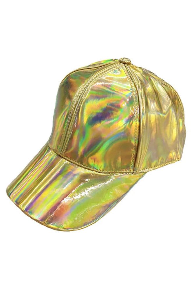 Holographic gold cap on a white background