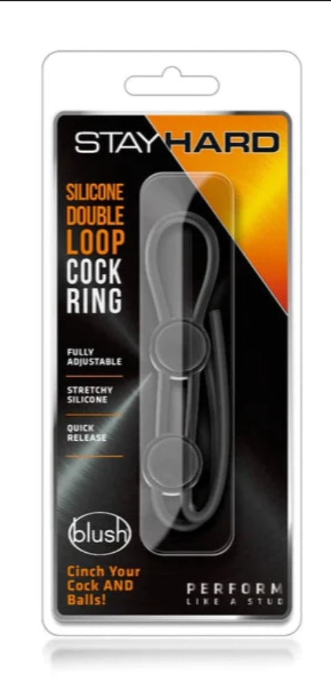 Stay Hard "Double Loop" Cock Ring -Black