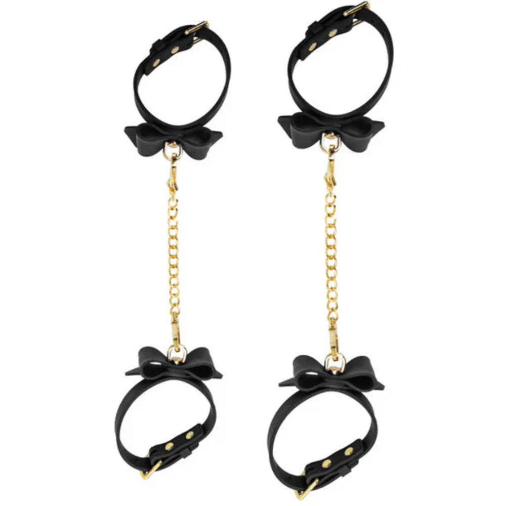 Temptasia Ardor - Silicone Wrist & Ankle Restraints - Black w/ Bow