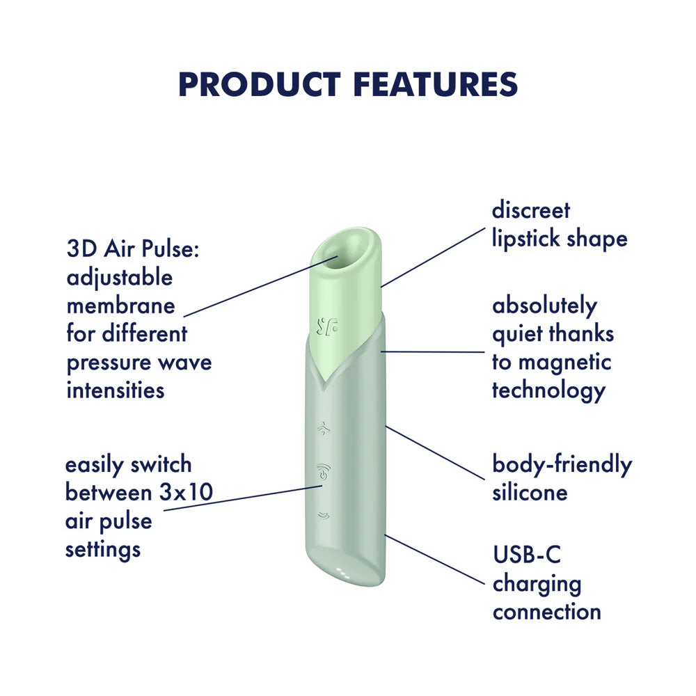 Satisfyer 'Naughty Kiss' Air Vibe -Green