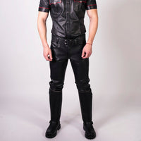 Prowler Classic Leather Jeans - Black