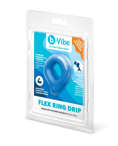 b-Vibe Flex Ring Drip blue silicone cock ring