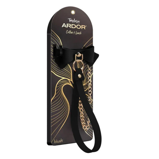 Temptasia Ardor Silicone Collar & Leash - Black with Bow