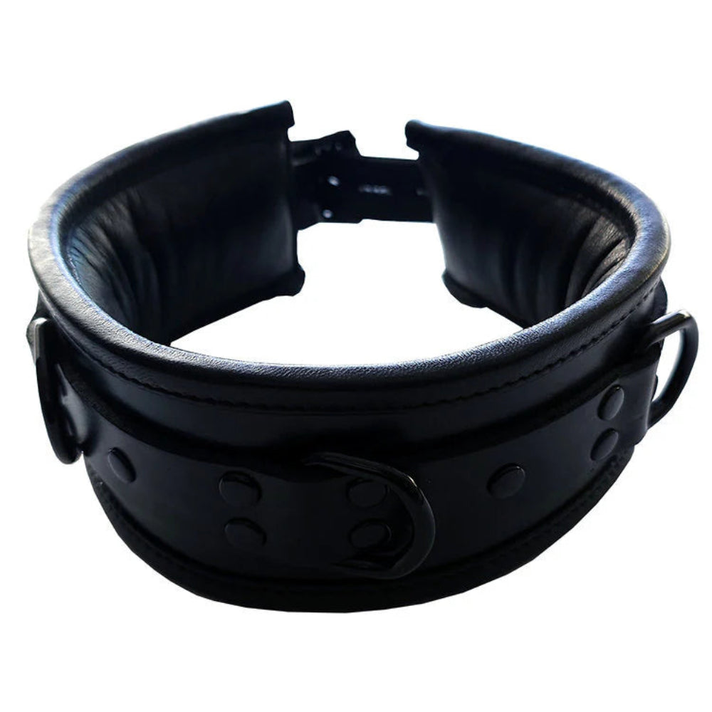 Rouge  Leather Padded Collar Black with Black