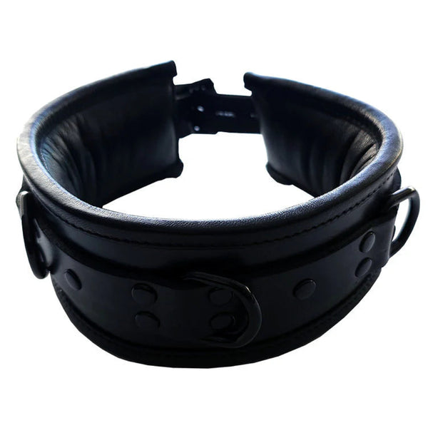 Rouge  Leather Padded Collar Black with Black