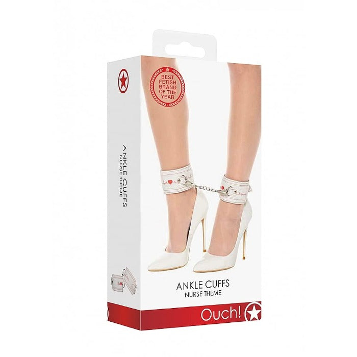 Ouch! Nurse Theme "Ankle" Cuffs -White
