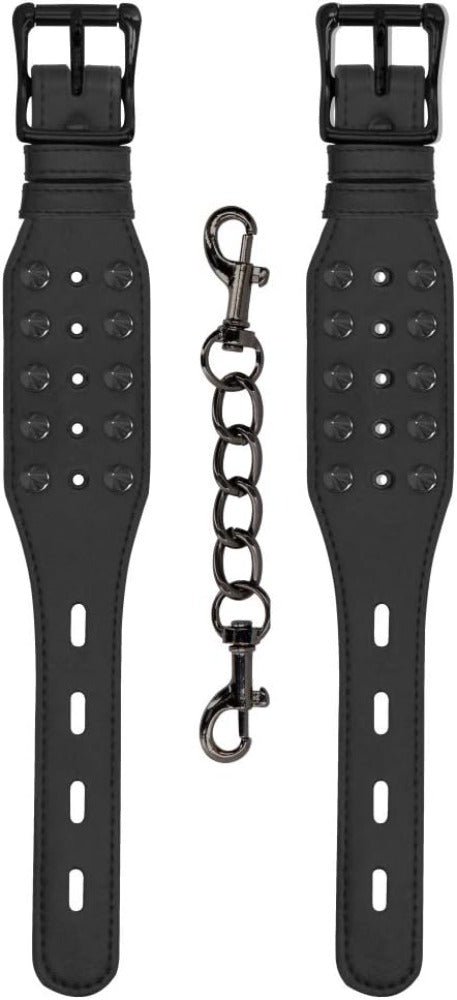 Ouch! Skulls & Bones "Handcuffs" w/ Spikes -Black
