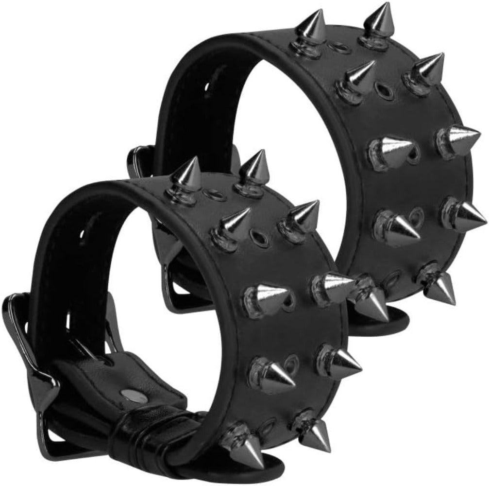 Ouch! Skulls & Bones "Handcuffs" w/ Spikes -Black
