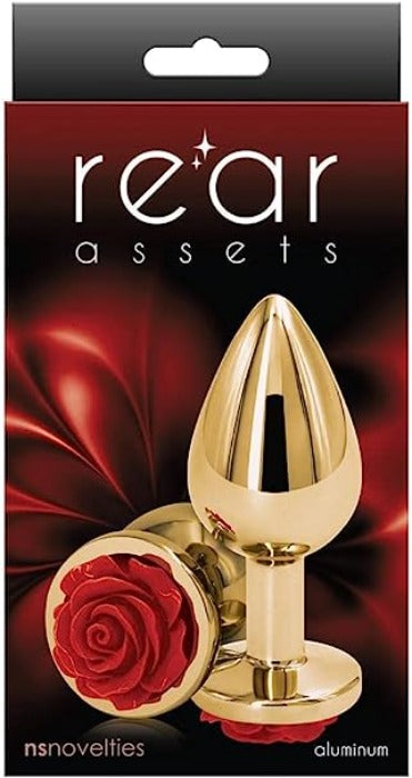 Rear Assets 'Rose' Medium Butt Plug -Red/Gold