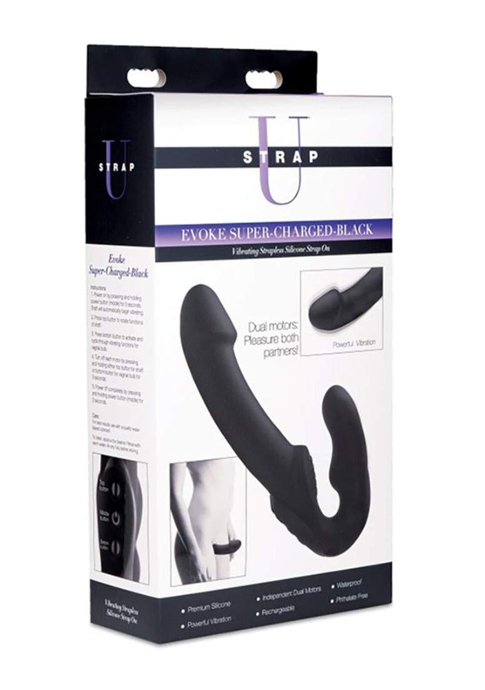 Strap U "Evoke" Vibrating Strapless Strap On -Black