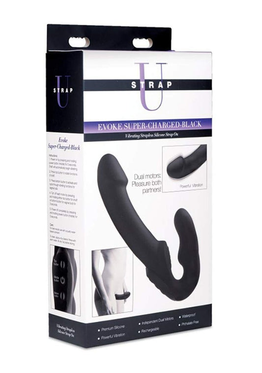 Strap U "Evoke" Vibrating Strapless Strap On -Black