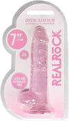 RealRock: Crystal Clear 7&quot; Dildo w/ Balls -Pink