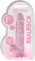 RealRock: Crystal Clear 7'' Dildo w/ Balls -Pink